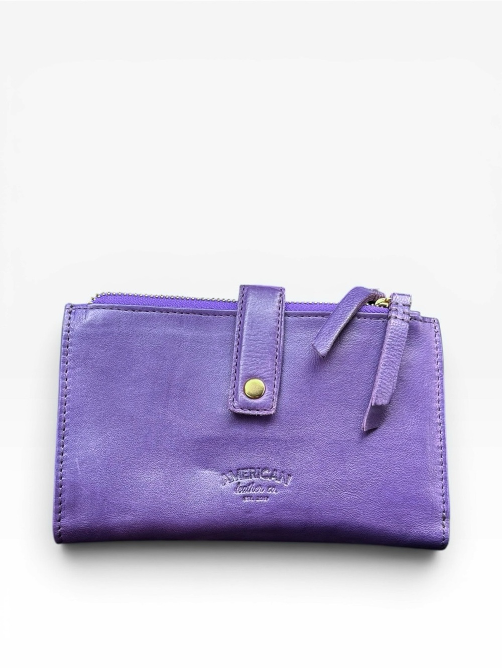 American Leather Co. Taylor Leather Wallet Organizer Vibrant Purple